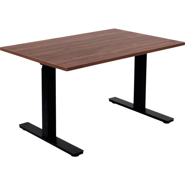 Bureau assis debout L140 cm Boost plateau noyer/piètement noir