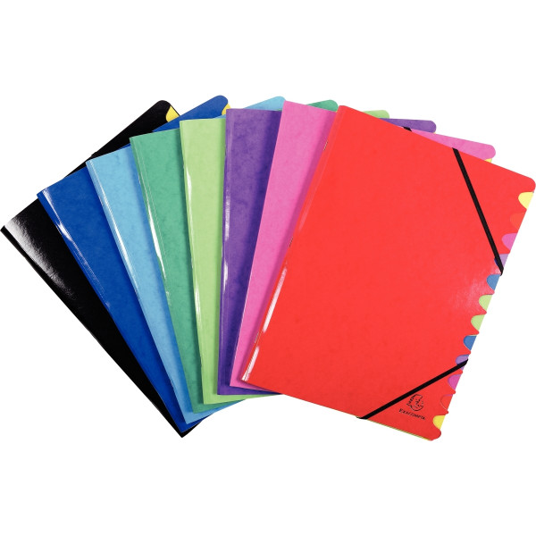 Trieur en carte pelliculée IDERAMA dos agrafé 12 compartiments, coloris assortis