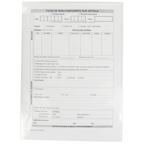 Etui en PVC lisse 20/100ème pour format A4