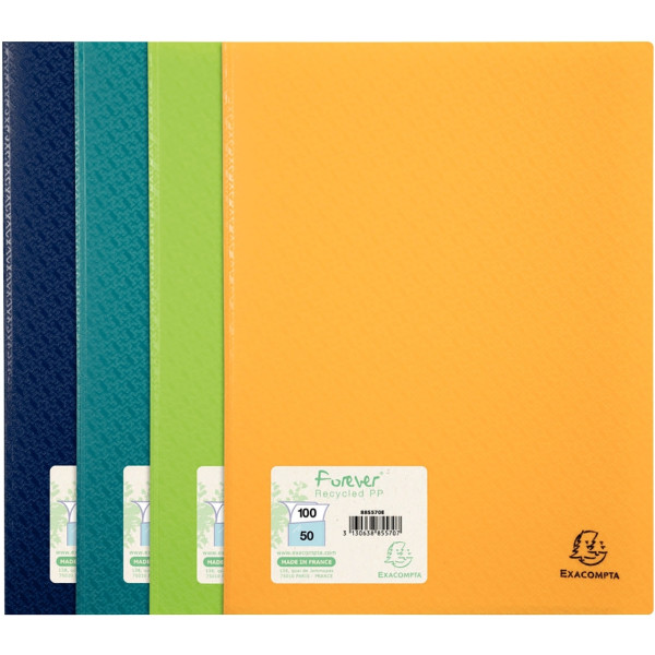 Protège-documents 100 vues FOREVER en polypropylène recyclé, coloris assortis