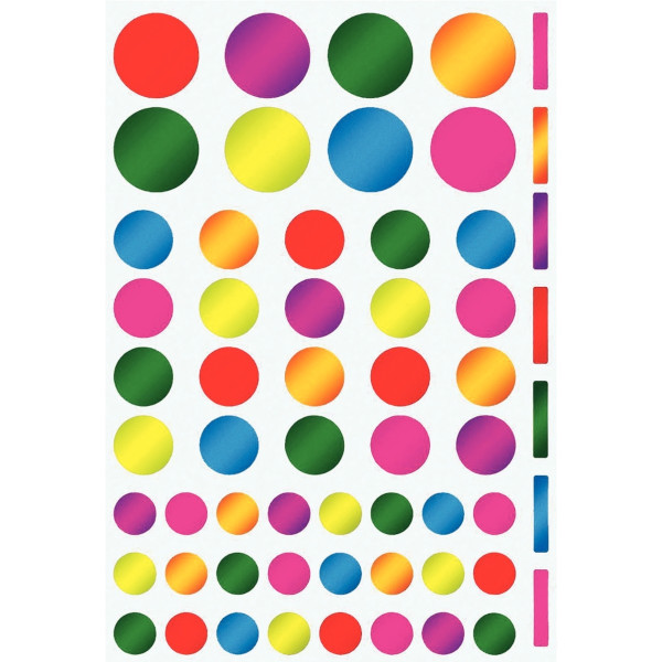 Pochette de 624 gommettes rondes métallisées couleurs assorties