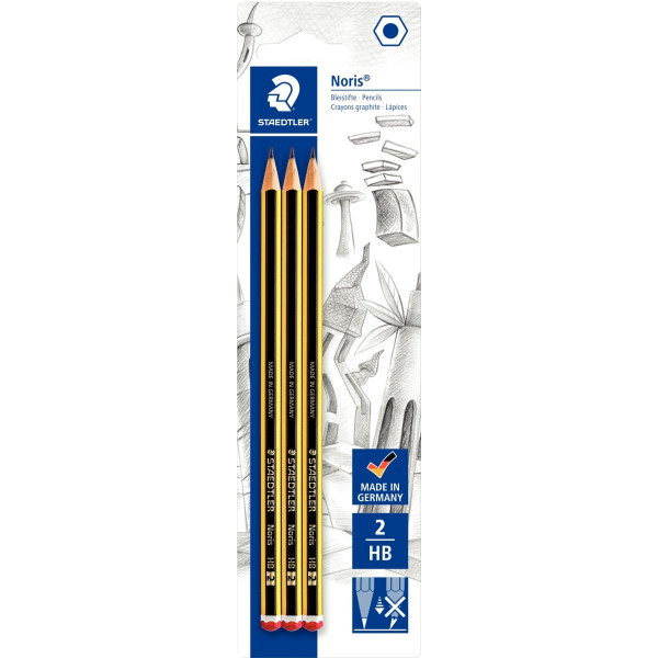 Blister de 3 crayons graphite Noris 2HB