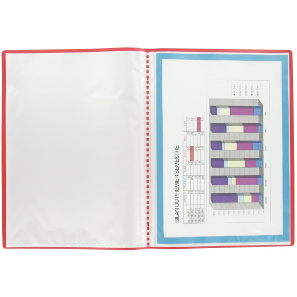 Protège-documents couverture souple en polypropylène 20 vues, rouge