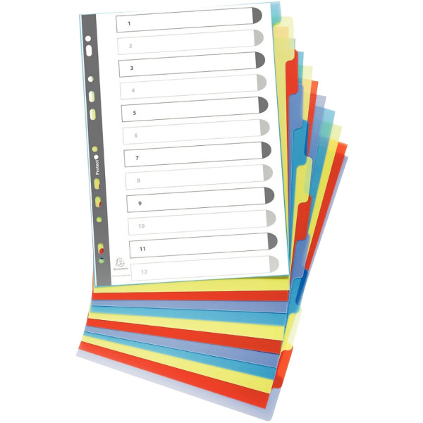 Jeu de 12 intercalaires en polypropylène recyclé 3/10ème, format A4