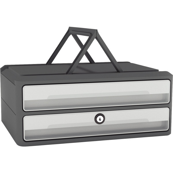 Module 2 tiroirs MOOVUP gris foncé/gris clair