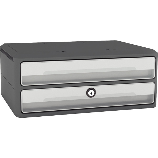 Module 2 tiroirs MOOVUP gris foncé/gris clair