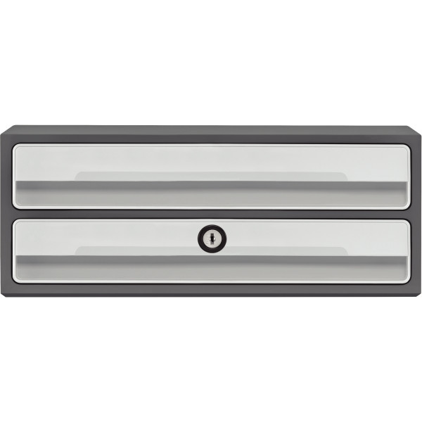 Module 2 tiroirs MOOVUP gris foncé/gris clair