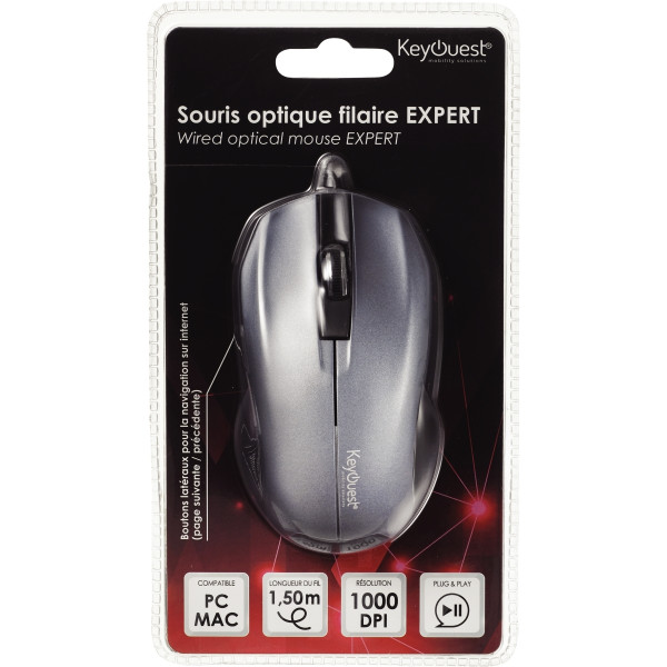 Souris filaire optique KeyOuest Expert couleur gris