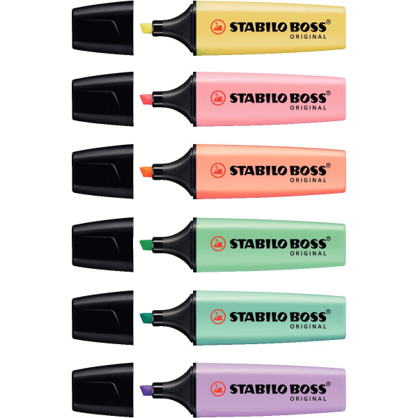 Pochette de 6 surligneurs Boss pastels assortis