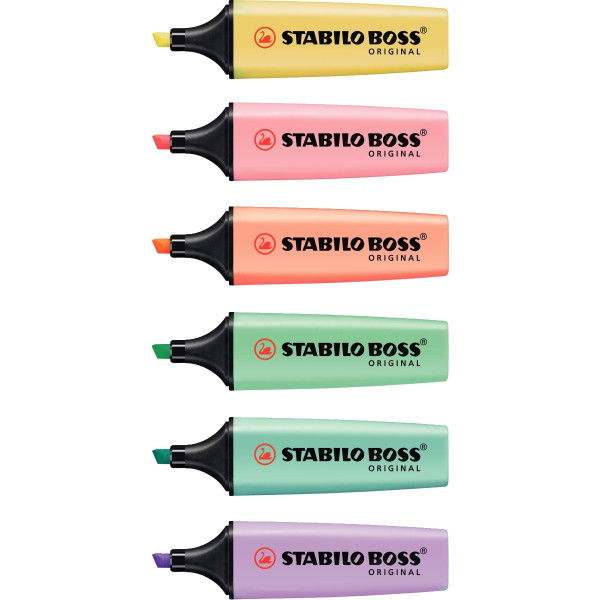 Pochette de 6 surligneurs Boss pastels assortis