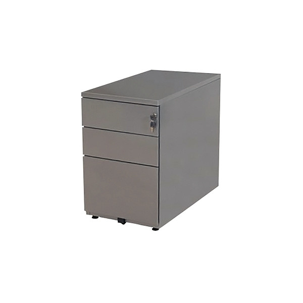 Caisson hauteur bureau professionnel P80 cm en métal 3 tiroirs Aluminium