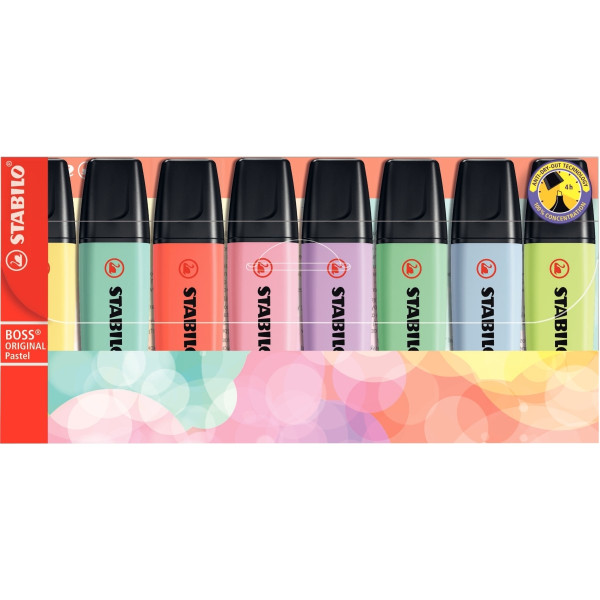 Pochette de 8 surligneurs Boss pastels assortis