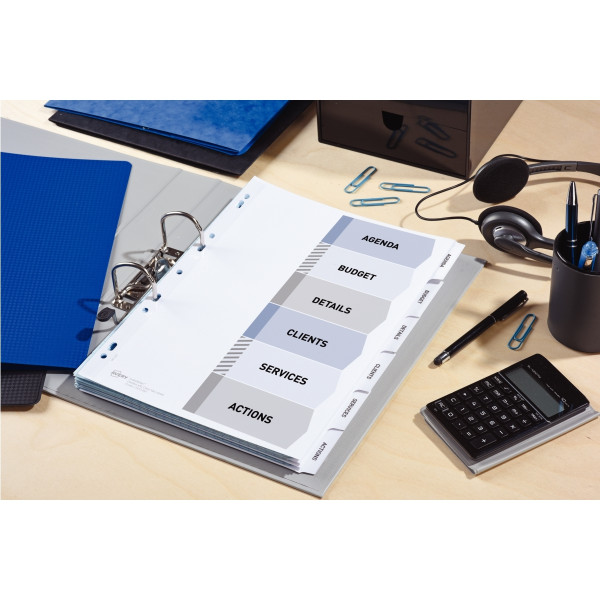 Jeu de 12 intercalaires personnalisables Index Maker en carte format A4