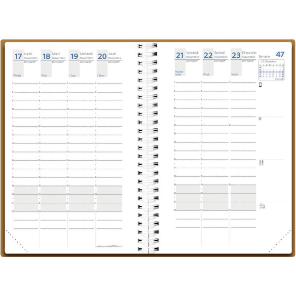 Agenda semainier Time&Life 16x24cm bleu métal