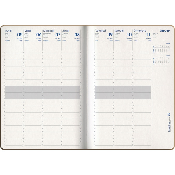 Agenda semainier Kraft 17x24cm courbes