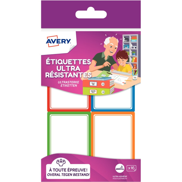 Pochette de 16 étiquettes scolaires ultra-résistantes