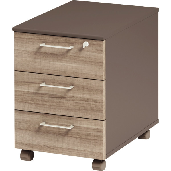 Caisson mobile 3 tiroirs Jazz+ L42xH60xP60cm chêne gris