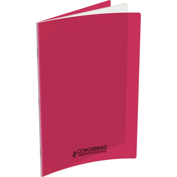 Piqûre 96 pages CONQUERANT, 24x32 cm, seyès, couv PP rose