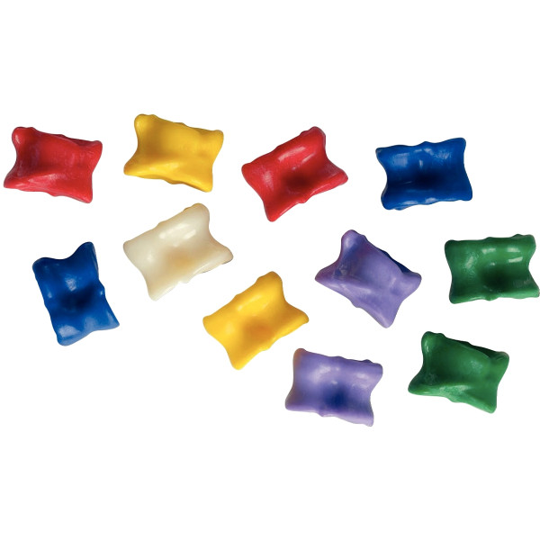 Boîte de 11 osselets en plastique de différentes couleurs
