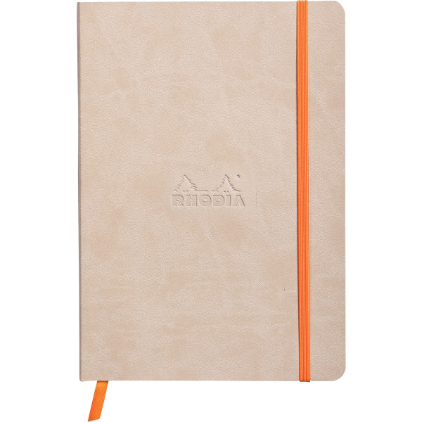 Carnet 160 pages RHODIARAMA format A5, ligné, couverture souple en simili cuir, ivoire