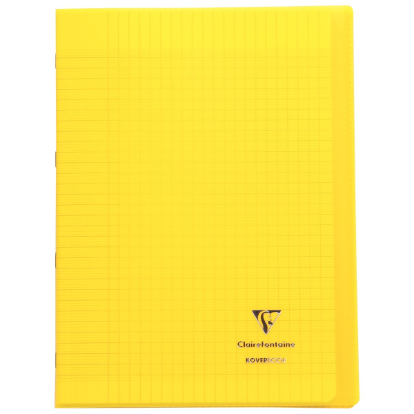 Piqûre 96 pages KOVERBOOK, format A4, seyès 90g, couverture polypropylène jaune