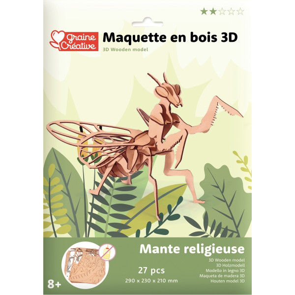 Maquette en bois 3D, Mante religieuse