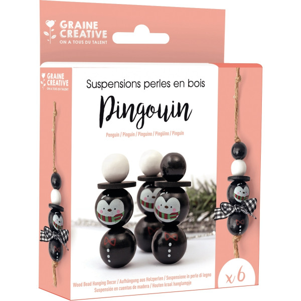 Kit de 6 suspensions perles Pingouin