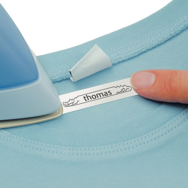 Recharge lettre textile 12 mm x 2 m noir sur blanc