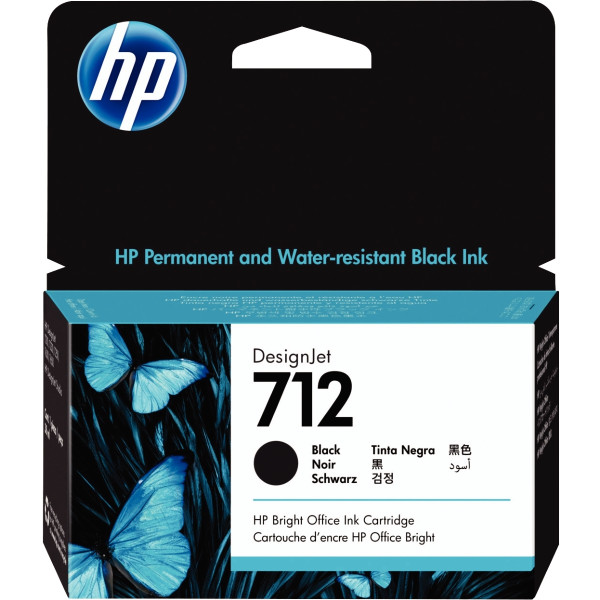 HP 712 cartouche d'encre noire authentique (3ED70A)