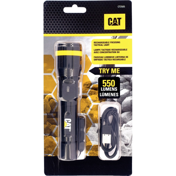 Lampe torche de poche à faisceaux réglable rechargeable 550 lumens CAT