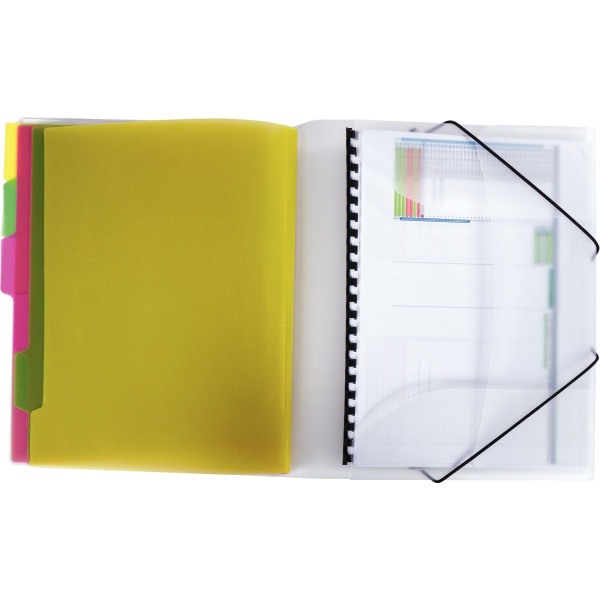 Trieur en polypropylène 3 rabats + élastiques COLOR FRESH 12 compartiments, coloris assortis