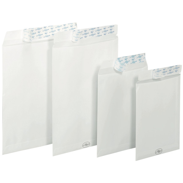 Boite de 500 pochettes blanches 176x250mm 90g bande siliconée