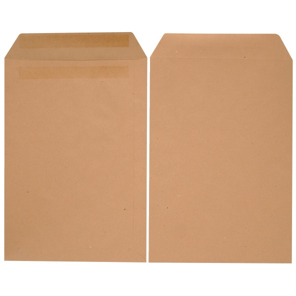Boite de 250 pochettes kraft 260x330mm 90g bande siliconée