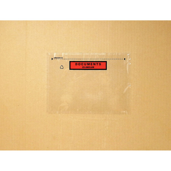 Boite de 100 pochettes adhésives "documents ci-inclus" 228x165mm