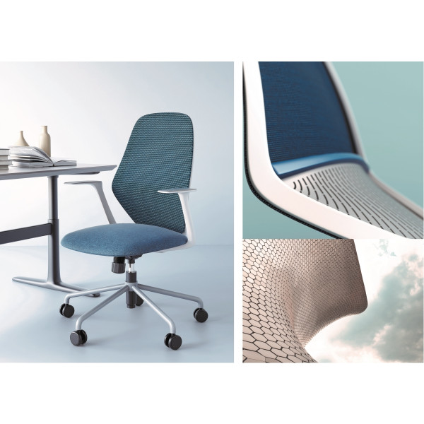 Siège ambiance Ekley structure gris clair/assise et résille bleu