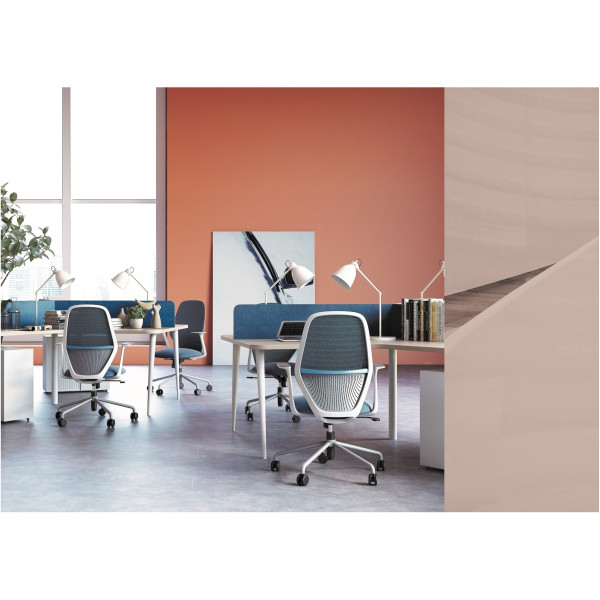 Siège ambiance Ekley structure gris clair/assise et résille bleu