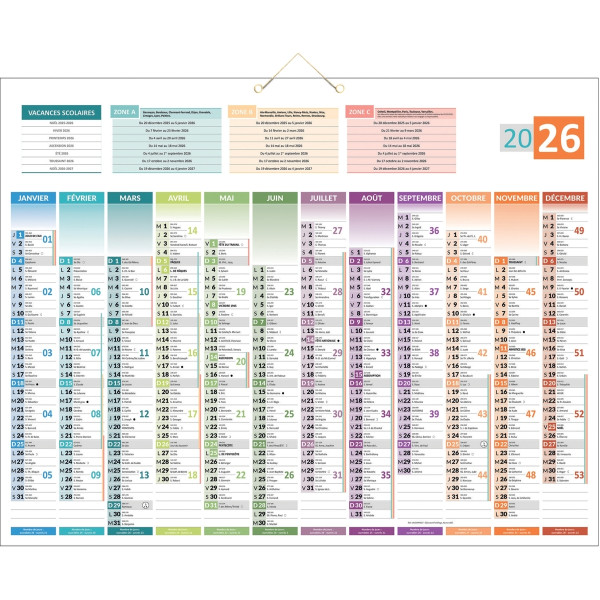 Calendrier 12 mois Uni Compact 55x43cm