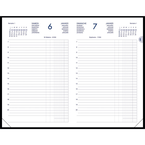 Agenda comptoir euro/centimes noir